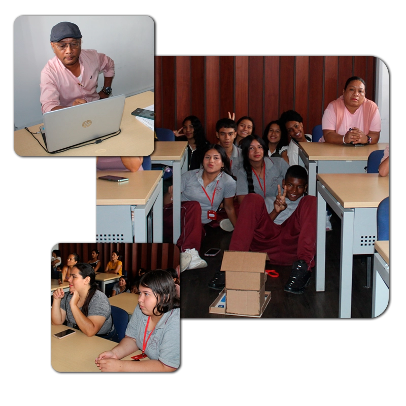 Encuentro entre estudiantes, padres y docentes de la Fundación Univalle Yumbo para presentar avances de un proyecto educativo.